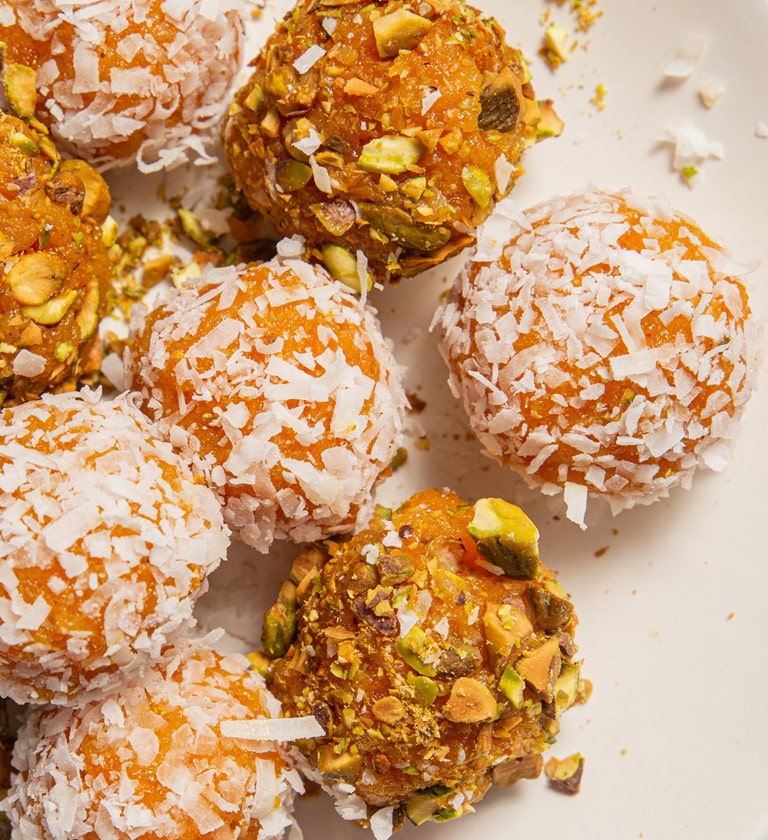 Apricot Truffles with Pistachio and Coconut