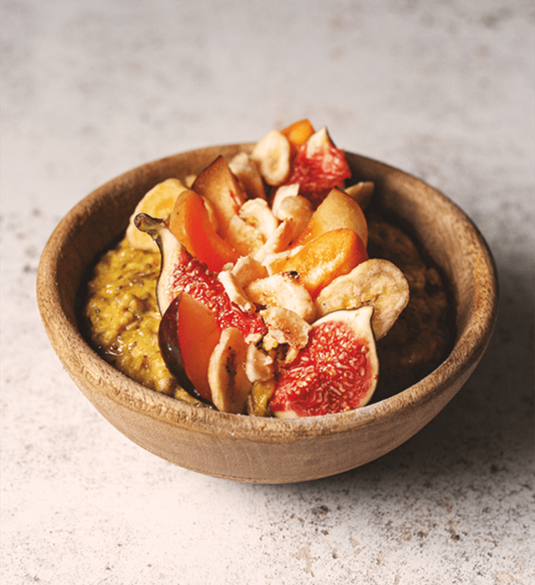 Chia Seed & Ground Turmeric Porridge with Stone Fruit